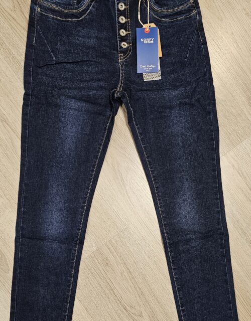 Norfy slim jeans highwaist donker jeans Blauw